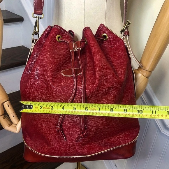 MULBERRY Red Scotchgrain Caviar Leather Drawstring Bucket Crossbody Shoulder Bag - Picture 15 of 17